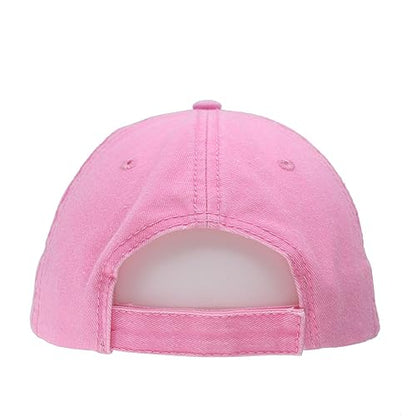 Plain Washed Cotton Adjustable 6 Panel Dad Hat Baseball Cap - color: Pink