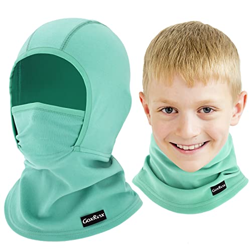 GoxRunx Kids Balaclava Ski Mask,Fleece Face Mask Neck Warmer for Boys Girls,Windproof Face Cover for Cold Weather - color: Lake Blue