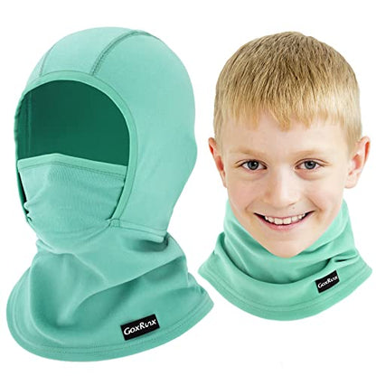 GoxRunx Kids Balaclava Ski Mask,Fleece Face Mask Neck Warmer for Boys Girls,Windproof Face Cover for Cold Weather - color: Lake Blue