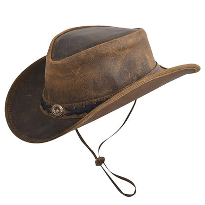 Leather Cowboy hat for Men & Women Durable Handcrafted Lightweight Shapeable Western Hats for Men - size: X-Large