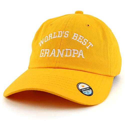 Trendy Apparel Shop World's Best Grandpa Embroidered Low Profile Soft Cotton Dad Hat Cap - color: Gold