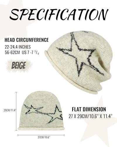 Croogo Slouchy Beanies for Men Women Winter Soft Warm Hat Lightweight & Breathable Slouch Knitted Skull Cap - color: Beige