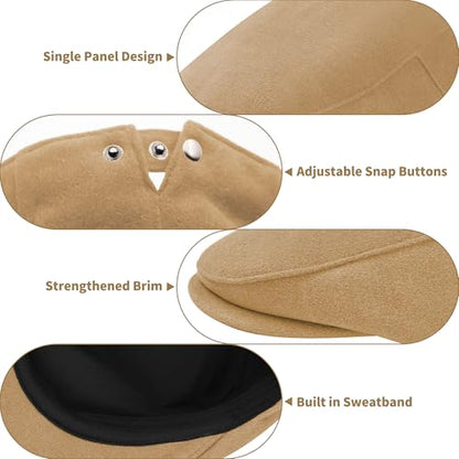 Men's Adjustable Newsboy Hat Classic Flat Gatsby Cabbie Ivy Cap for Golf Driving Winter - color: Tan, size: Large
