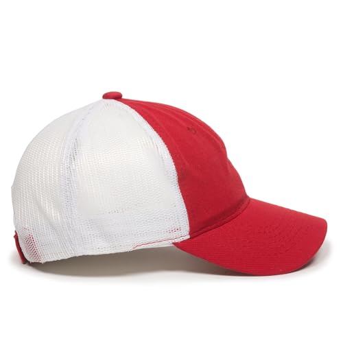 Outdoor Cap Garment Washed Meshback Cap - color: Red/White