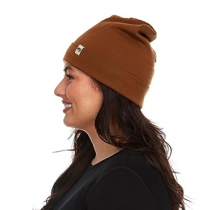 100% Merino Wool Cuff Beanie - Warm Winter Hat - Novelty Beanie - Toque - color: Golden Brown