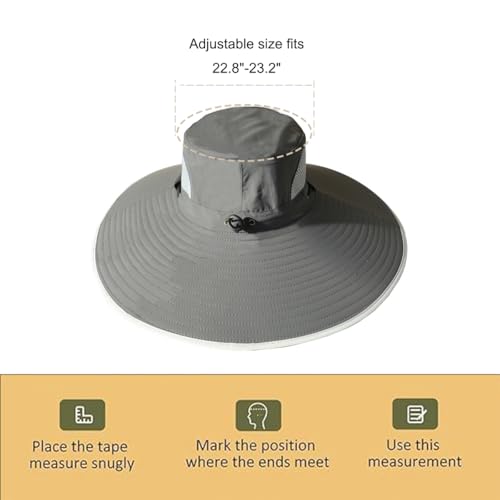 Leotruny Men Wide Brim Sun Hats UPF50+ Waterproof Breathable Bucket Hat - color: C04-light Grey