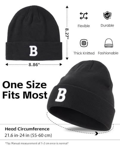 Connectyle Men's Cuffed Beanie Hat Double Layer Knit Winter Watch Cap - color: Black-b