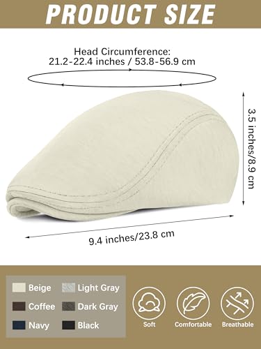 6 Pieces Men's Newsboy Caps Gatsby Cabbie Driving Hunting Cap Newsboy Flat Cap Irish Hats Ivy Hat - color: Black, Light Gray, Dark Gray, Navy, Beige, Coffee