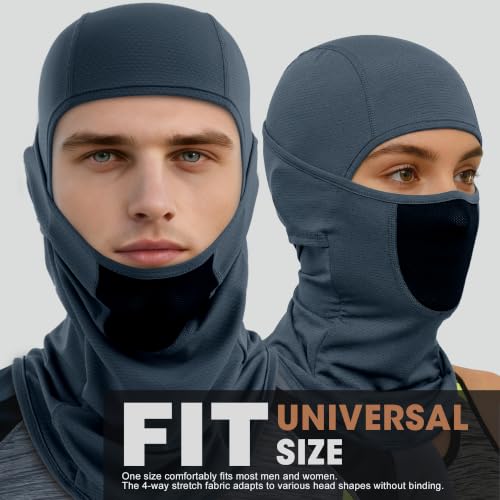 WTACTFUL Breathable Balaclava Face Mask Men, Summer UPF 50+ Sun Protection - color: Black+blue