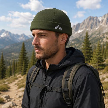 Outdoor Brimless Hat for Men Women, Adjustable Rolled Cuff Skull Cap - color: 2#army Green