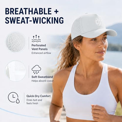 HH HOFNEN Quick Dry Baseball Cap Mesh Snapback Hat Golf Ball Cap Men Women - color: 2-black+beige