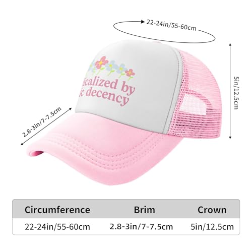 Funny Trucker Hats for Women Country Women's Trucker Hats Breathable Mesh Summer Caps Adjustable Pink Hats - color: Radicalized By Basic Decency