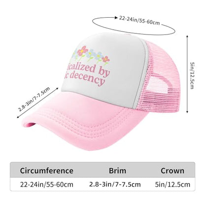 Funny Trucker Hats for Women Country Women's Trucker Hats Breathable Mesh Summer Caps Adjustable Pink Hats - color: Radicalized By Basic Decency