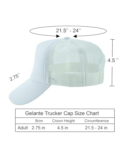 Gelante Polyester Foam Front, Mesh Back 5 Panel Sublimation Trucker Baseball Cap Snapback Hat - color: White