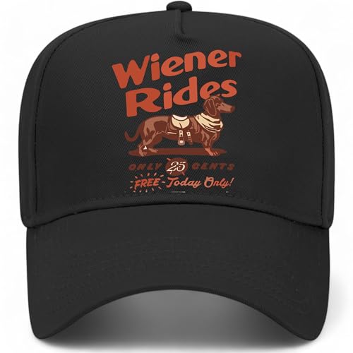 Weiner Dog Rides Vintage Trucker Hat | Premium Snapback Hat for Men & Women - color: Black