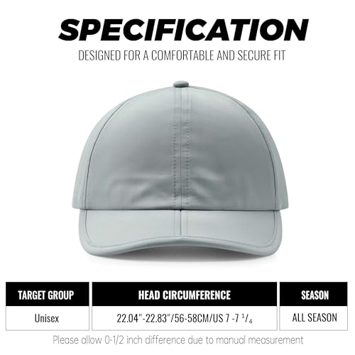 Clakllie Quick Dry 5 Panel Cap for Men Summer Folding Outdoor Hat Breathable Baseball Cap Unstructured Running Hiking Hats - color: Cduk-bssq2582-grey