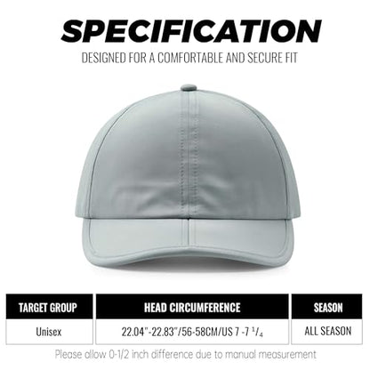 Clakllie Quick Dry 5 Panel Cap for Men Summer Folding Outdoor Hat Breathable Baseball Cap Unstructured Running Hiking Hats - color: Cduk-bssq2582-grey