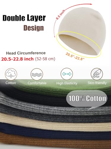 100% Cotton Beanie Hat for Men Women Cuffless Warm Winter Hats - color: 1pcs-beige