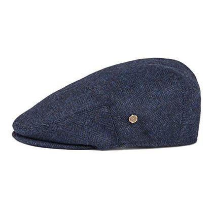 VOBOOM Men's Herringbone Flat Ivy Newsboy Hat Wool Blend Gatsby Cabbie Cap - color: Navy, size: 7 1/8
