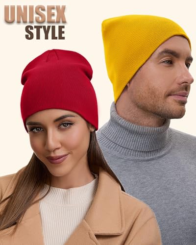 100% Cotton Beanie Hat for Men Women Cuffless Warm Winter Hats - color: 1pcs-red