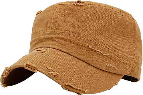 Funky Junque Vintage Newsboy Cap, Women's Cadet Cabbie Hat - color: Distressed Camel