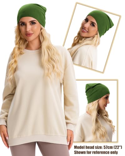 vidsel 100% Cotton Slouchy Beanie for Women Men, Thin Beanies Winter Hat - color: Turquoise Green