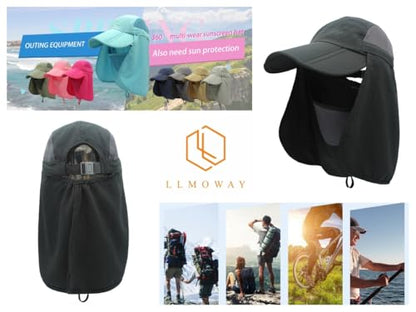 Full Coverage Removable UPF 50+ Sun Hat, Breathable Quick Dry Running Cap - color: Dark Grey, size: Large