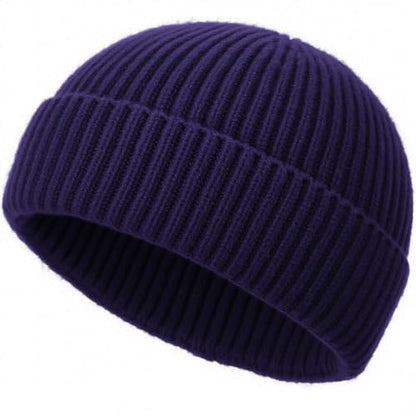 Wool Fisherman Beanies for Men Knit Fall Winter Beanie Hat Skull Cap - color: Dark Purple