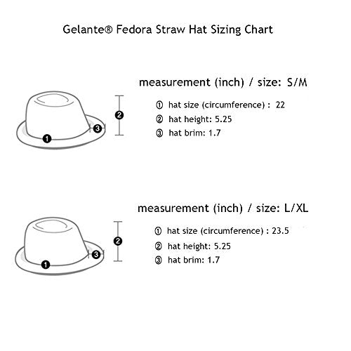 Gelante Summer Fedora Panama Straw Hats with Black Band - color: Beige Camo, size: Small-Medium