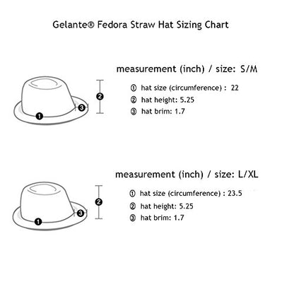 Gelante Summer Fedora Panama Straw Hats with Black Band - color: Beige Camo, size: Small-Medium