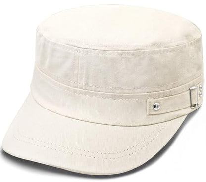 Army Cadet Cap for Men Women Military Flat Top Cap Baseball Caps - color: White