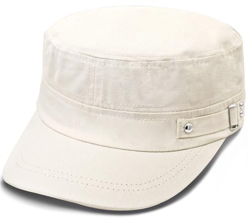 Army Cadet Cap for Men Women Military Flat Top Cap Baseball Caps - color: White