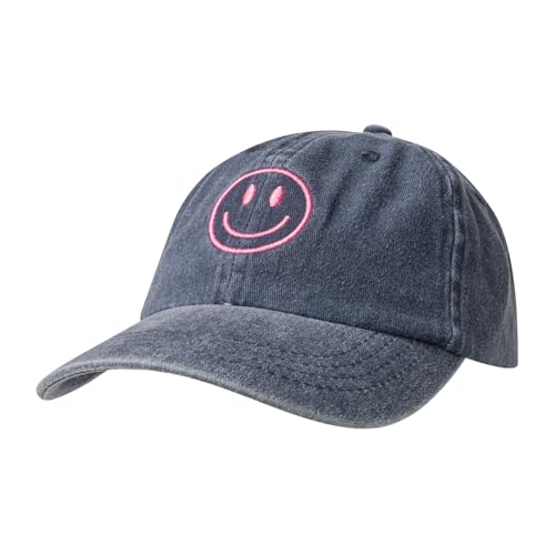 PACIFIC BRIM Women's and Men's Classic Cotton Adjustable Baseball Hat - color: Smile