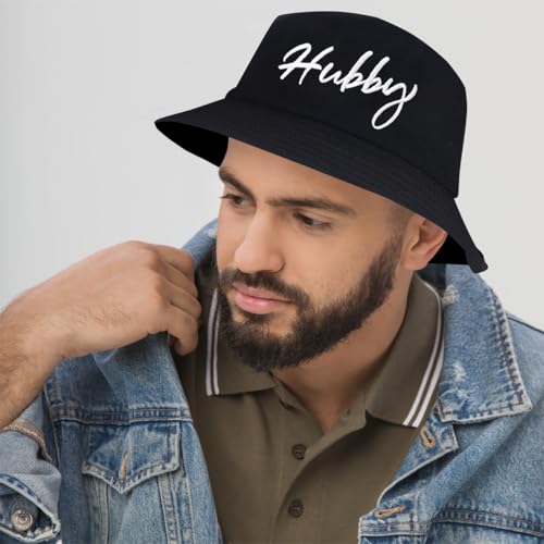 XYIYI 2 Pack Unisex Bucket Hat for Women Men Summer Beach Fishing Hat Sun Hat - color: Hubby Wifey Black White