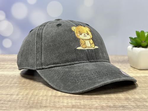 Adjustable Embroidery Animal Baseball Hat for Kid Toddler Child - color: Bear (Washed Black)