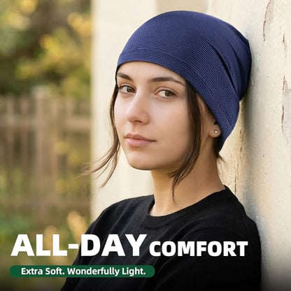 3 Pack Breathable Cooling Skull Cap Sweat Wicking Beanie for Cycling Running Helmet Liner Cap Under Hard Hat - color: Black+black+blue