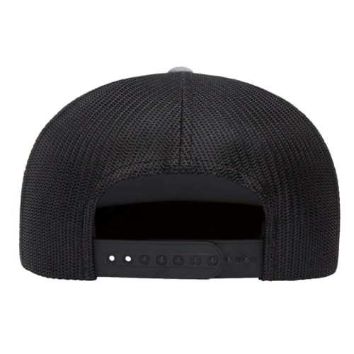 Yupoong 5-Panel YP Classic Trucker Cap | High Profile Flat Visor Snapback - color: Heather/Black