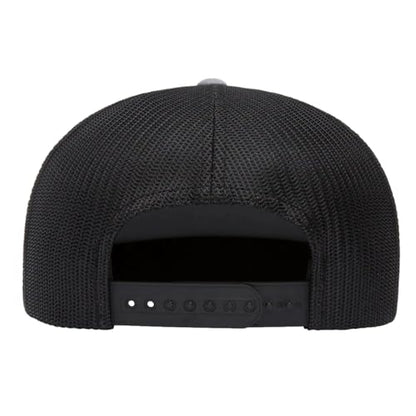 Yupoong 5-Panel YP Classic Trucker Cap | High Profile Flat Visor Snapback - color: Heather/Black