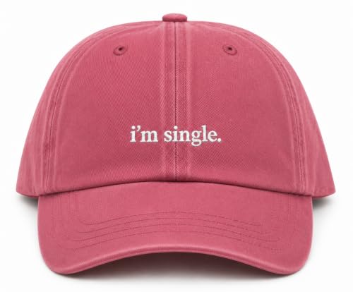 I'm Single Funny Embroidered Baseball Cap, Washed Cotton Adjustable for Women Men, Vintage Casual Cap, Statement Gift - color: Washed Pink