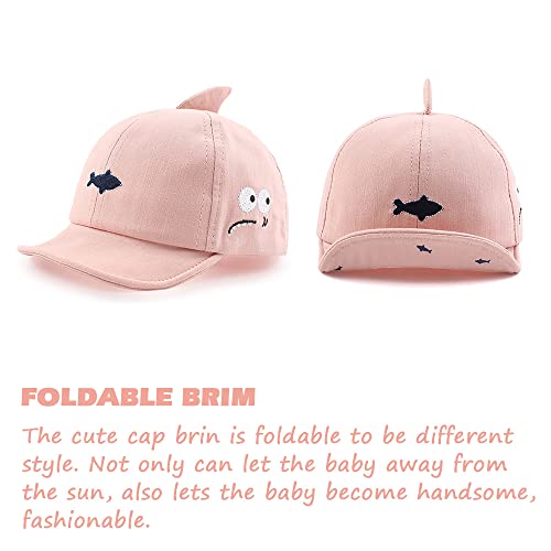 JANGANNSA Baby Duck Cap Infant Kids Sun Hat Bear Cute Cartoon Caps Spring Summer - color: Pink Shark, size: 3-18 Months