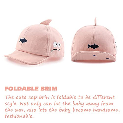 JANGANNSA Baby Duck Cap Infant Kids Sun Hat Bear Cute Cartoon Caps Spring Summer - color: Pink Shark, size: 3-18 Months