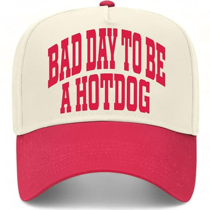 Bad Day to Be A Hotdog Collegiate Hat - color: Red/Natural