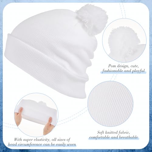 Geyoga 2 Pcs Pom Beanie Hat Men Women Winter Hat Pom Knit Cap Beanies with Ball at Top Acrylic Winter Cap with Cuff - color: Black, White, style: Classical