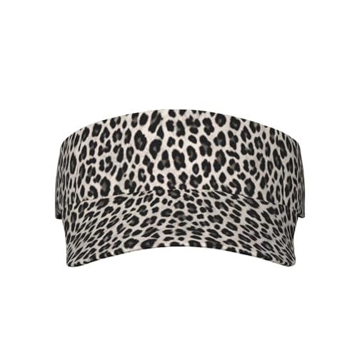 Unisex Sports Sun Visor Hats Adjustable Lightweight Packable Printed Empty Top Cap for Running Pickleball Golf Tennis - color: Light Grey Leopard