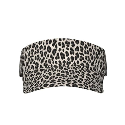 Unisex Sports Sun Visor Hats Adjustable Lightweight Packable Printed Empty Top Cap for Running Pickleball Golf Tennis - color: Light Grey Leopard
