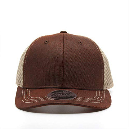 Heavy Washed Coated Canvas Wax-Look Adjustable Low Profile Men Women Baseball Cap - color: Maroon/Khaki