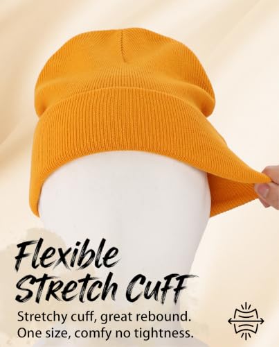Connectyle Men's Cuffed Beanie Hat Double Layer Knit Winter Watch Cap - color: Gold Yellow