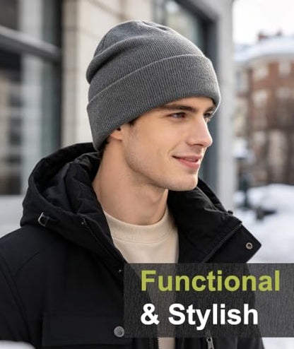 IYEBRAO 2-Pack Unisex Cuffed Beanie Hat for Men Women Skull Knit Cap - color: Dark Grey&dark Grey 2pcs