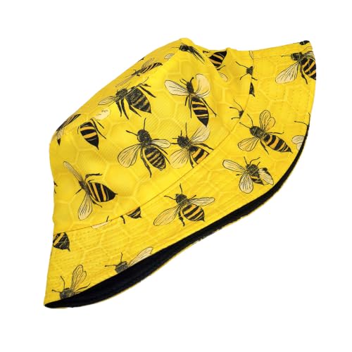 Quanhaigou Bucket Hats Unisex Summer Travel Beach Fisherman Cap for Men Women Teens - color: Honey Bee