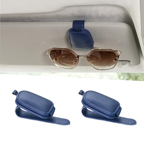 Yuoyar Magnetic Leather Sunglasses Holder for Car, 2 Packs (Blue) - color: Blue